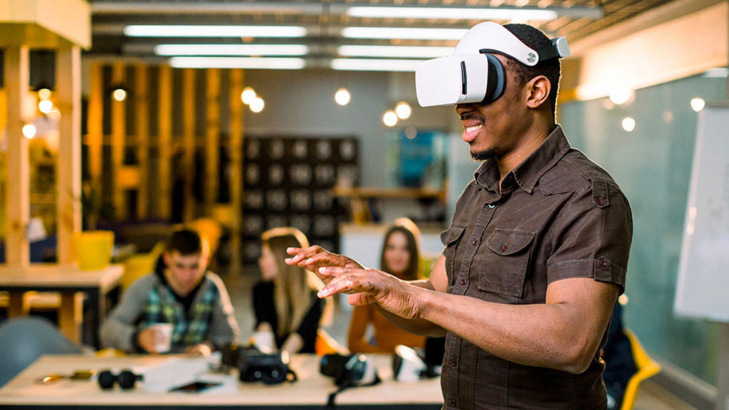 man in a virtual reality headset